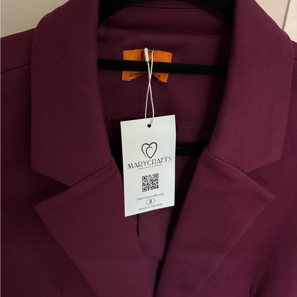 NWT, Mary Crafts Burgundy Blazer - Picture 2 of 5